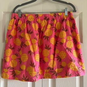 J. Crew Pink Yellow Pineapple Print  Pull On Skirt Pockets Womens Size M